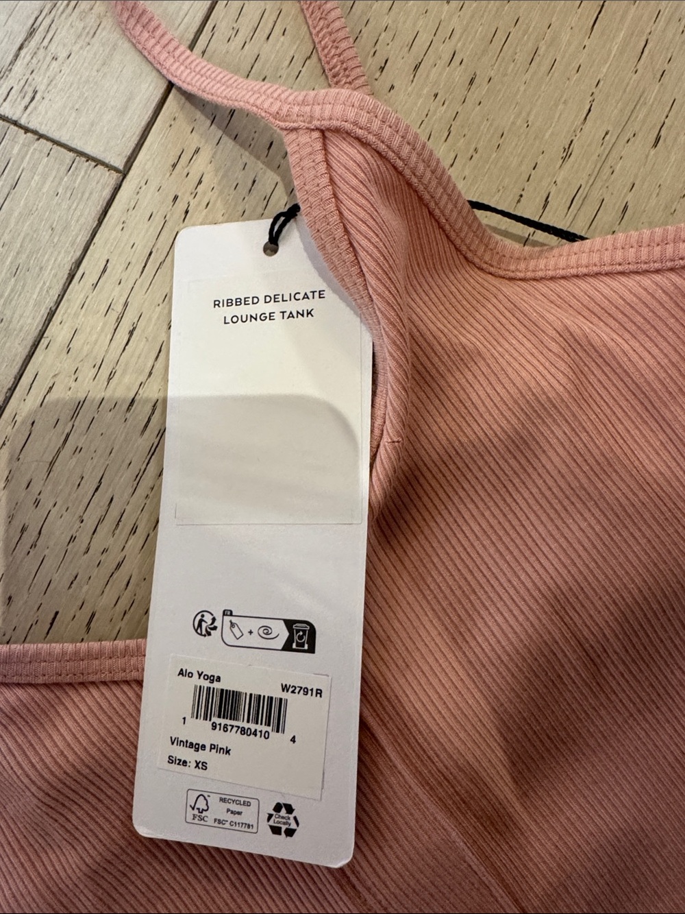 ALO Yoga Ribbed Button-Front Cami in Dusty Pink - Picture 2 of 4